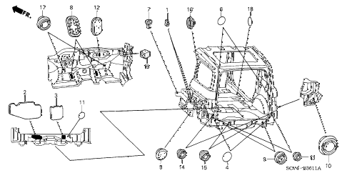 2003 element EX(4WD) 5 DOOR 5MT GROMMET (LOWER DASHBOARD/REAR) diagram 2003 element EX(4WD) 5 DOOR 5MT GROMMET (LOWER DASHBOARD/REAR) diagram