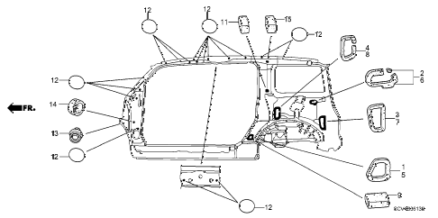 2003 element EX(4WD) 5 DOOR 5MT GROMMET (SIDE) diagram 2003 element EX(4WD) 5 DOOR 5MT GROMMET (SIDE) diagram