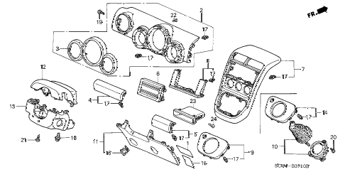 2005 element EX(2WD,SD AIR BAG 5 DOOR 5MT INSTRUMENT PANEL GARNISH (DRIVER SIDE) diagram 2005 element EX(2WD,SD AIR BAG 5 DOOR 5MT INSTRUMENT PANEL GARNISH (DRIVER SIDE) diagram