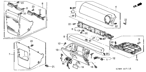 2003 element EX(2WD,SD AIR BAG 5 DOOR 5MT INSTRUMENT PANEL GARNISH (PASSENGER SIDE) diagram 2003 element EX(2WD,SD AIR BAG 5 DOOR 5MT INSTRUMENT PANEL GARNISH (PASSENGER SIDE) diagram