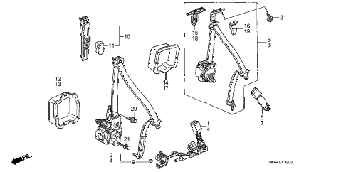 2003 element EX(2WD,SD AIR BAG 5 DOOR 5MT SEAT BELTS diagram 2003 element EX(2WD,SD AIR BAG 5 DOOR 5MT SEAT BELTS diagram