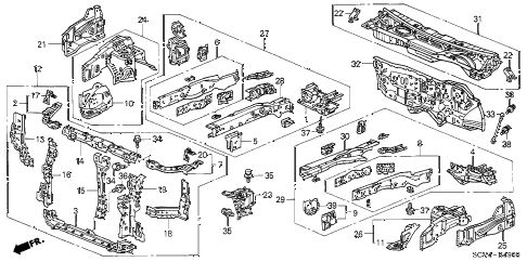 2004 element EX(4WD,SD A/B) 5 DOOR 5MT FRONT BULKHEAD - DASHBOARD diagram 2004 element EX(4WD,SD A/B) 5 DOOR 5MT FRONT BULKHEAD - DASHBOARD diagram