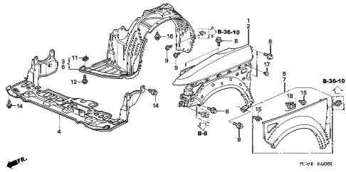 2006 element EX-P(2WD,SD AIR BAG 5 DOOR 5MT FRONT FENDER diagram 2006 element EX-P(2WD,SD AIR BAG 5 DOOR 5MT FRONT FENDER diagram