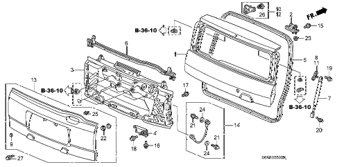 2005 element EX(4WD,SD A/B) 5 DOOR 5MT TAILGATE diagram 2005 element EX(4WD,SD A/B) 5 DOOR 5MT TAILGATE diagram