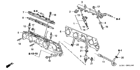 2006 element EX-P(2WD,SD AIR BAG 5 DOOR 5MT FUEL INJECTOR diagram 2006 element EX-P(2WD,SD AIR BAG 5 DOOR 5MT FUEL INJECTOR diagram