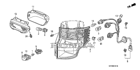 2009 element EX(2WD) 5 DOOR 5MT TAILLIGHT - LICENSE LIGHT (2) diagram 2009 element EX(2WD) 5 DOOR 5MT TAILLIGHT - LICENSE LIGHT (2) diagram