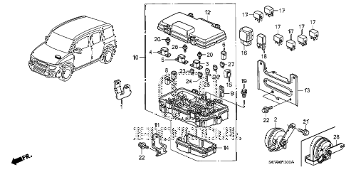 2009 element EX(2WD) 5 DOOR 5MT CONTROL UNIT (ENGINE ROOM) diagram 2009 element EX(2WD) 5 DOOR 5MT CONTROL UNIT (ENGINE ROOM) diagram