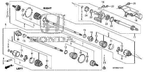 2007 element LX(4WD) 5 DOOR 5MT DRIVESHAFT - HALF SHAFT diagram 2007 element LX(4WD) 5 DOOR 5MT DRIVESHAFT - HALF SHAFT diagram