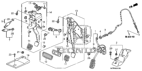2007 element LX(4WD) 5 DOOR 5MT PEDAL diagram 2007 element LX(4WD) 5 DOOR 5MT PEDAL diagram