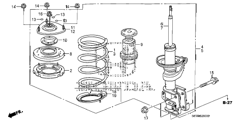 2009 element EX(4WD) 5 DOOR 5MT FRONT SHOCK ABSORBER diagram 2009 element EX(4WD) 5 DOOR 5MT FRONT SHOCK ABSORBER diagram