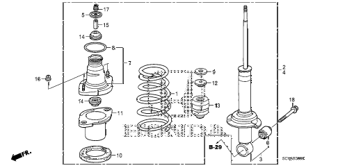 2008 element LX(2WD) 5 DOOR 5MT REAR SHOCK ABSORBER diagram 2008 element LX(2WD) 5 DOOR 5MT REAR SHOCK ABSORBER diagram
