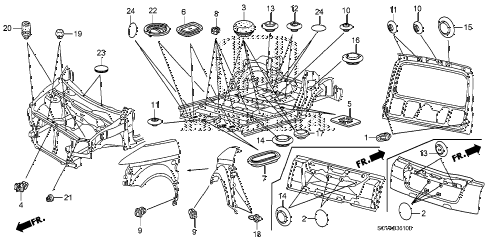 2009 element EX(4WD) 5 DOOR 5MT GROMMET (BULKHEAD/FLOOR/TAILGATE) diagram 2009 element EX(4WD) 5 DOOR 5MT GROMMET (BULKHEAD/FLOOR/TAILGATE) diagram