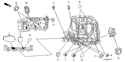 2008 element LX(2WD) 5 DOOR 5MT GROMMET (LOWER DASHBOARD/REAR) diagram 2008 element LX(2WD) 5 DOOR 5MT GROMMET (LOWER DASHBOARD/REAR) diagram