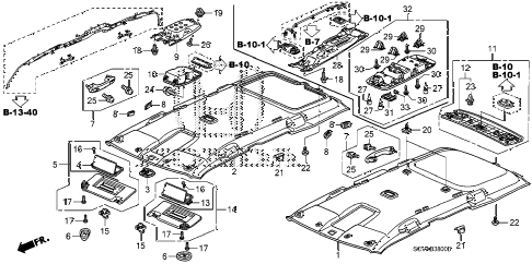 2009 element SC 5 DOOR 5MT ROOF LINING diagram 2009 element SC 5 DOOR 5MT ROOF LINING diagram