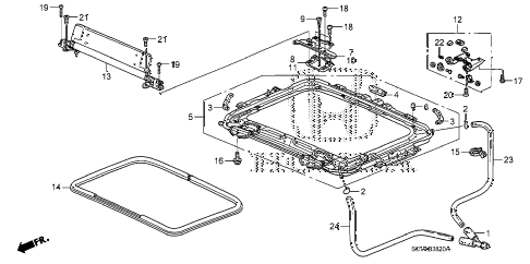 2007 element EX(4WD) 5 DOOR 5MT ROOF HATCH COMPONENTS diagram 2007 element EX(4WD) 5 DOOR 5MT ROOF HATCH COMPONENTS diagram