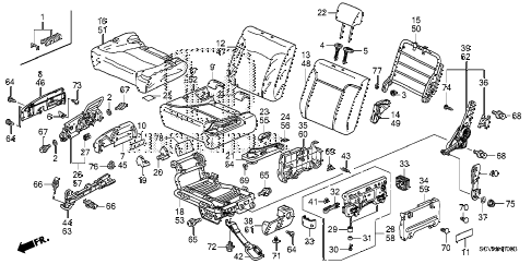 2008 element LX(2WD) 5 DOOR 5MT REAR SEAT diagram 2008 element LX(2WD) 5 DOOR 5MT REAR SEAT diagram
