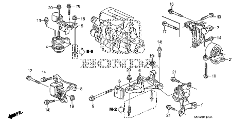 2008 element LX(2WD) 5 DOOR 5MT ENGINE MOUNTS (MT) diagram 2008 element LX(2WD) 5 DOOR 5MT ENGINE MOUNTS (MT) diagram
