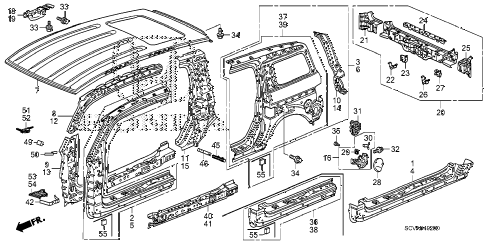 2008 element LX(4WD) 5 DOOR 5MT OUTER PANEL - ROOF PANEL diagram 2008 element LX(4WD) 5 DOOR 5MT OUTER PANEL - ROOF PANEL diagram