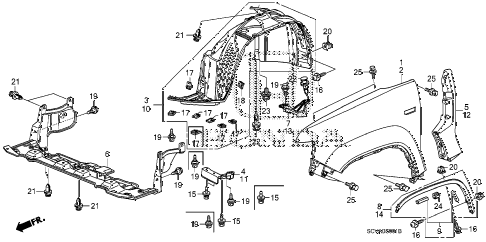 2009 element SC 5 DOOR 5MT FRONT FENDER (2) diagram 2009 element SC 5 DOOR 5MT FRONT FENDER (2) diagram