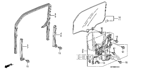 2009 element SC 5 DOOR 5MT FRONT DOOR GLASS - REGULATOR diagram 2009 element SC 5 DOOR 5MT FRONT DOOR GLASS - REGULATOR diagram