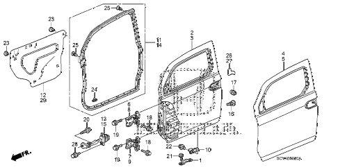 2008 element LX(2WD) 5 DOOR 5MT FRONT DOOR PANELS diagram 2008 element LX(2WD) 5 DOOR 5MT FRONT DOOR PANELS diagram
