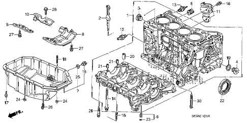2007 element EX(4WD) 5 DOOR 5MT CYLINDER BLOCK - OIL PAN diagram 2007 element EX(4WD) 5 DOOR 5MT CYLINDER BLOCK - OIL PAN diagram