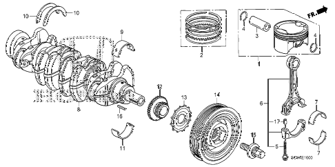 2008 element SC 5 DOOR 5MT PISTON - CRANKSHAFT diagram 2008 element SC 5 DOOR 5MT PISTON - CRANKSHAFT diagram