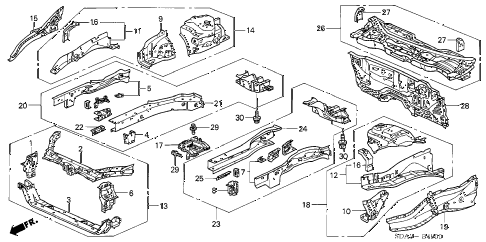 2003 accord EXL(NAVI) 4 DOOR 5MT FRONT BULKHEAD diagram 2003 accord EXL(NAVI) 4 DOOR 5MT FRONT BULKHEAD diagram