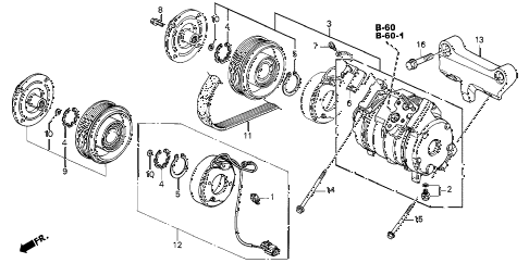 2003 accord LX 4 DOOR 5MT A/C COMPRESSOR (L4) diagram 2003 accord LX 4 DOOR 5MT A/C COMPRESSOR (L4) diagram