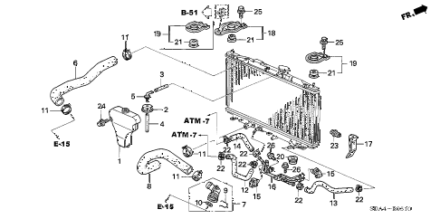 2005 accord DX(VALUE PACKAGE) 4 DOOR 5MT RADIATOR HOSE - RESERVE TANK (L4) diagram 2005 accord DX(VALUE PACKAGE) 4 DOOR 5MT RADIATOR HOSE - RESERVE TANK (L4) diagram