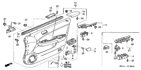 2005 accord DX 4 DOOR 5MT FRONT DOOR LINING diagram 2005 accord DX 4 DOOR 5MT FRONT DOOR LINING diagram