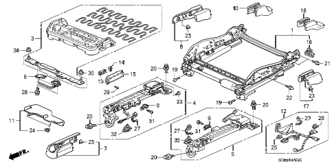 2006 accord EX(V6 NAVI) 4 DOOR 6MT FRONT SEAT COMPONENTS (R.) (4WAY POWER SEAT) (2) diagram 2006 accord EX(V6 NAVI) 4 DOOR 6MT FRONT SEAT COMPONENTS (R.) (4WAY POWER SEAT) (2) diagram