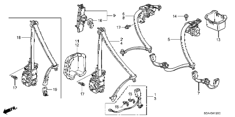2006 accord EX 4 DOOR 5MT SEAT BELTS diagram 2006 accord EX 4 DOOR 5MT SEAT BELTS diagram