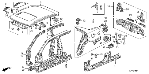 2005 accord LX 4 DOOR 5MT OUTER PANEL (PLASMA STYLE PANEL) diagram 2005 accord LX 4 DOOR 5MT OUTER PANEL (PLASMA STYLE PANEL) diagram