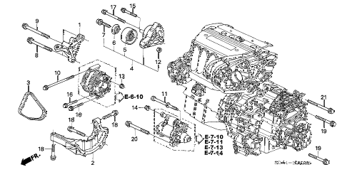 2005 accord EXL(NAVI) 4 DOOR 5MT ENGINE MOUNTING BRACKET (L4) diagram 2005 accord EXL(NAVI) 4 DOOR 5MT ENGINE MOUNTING BRACKET (L4) diagram