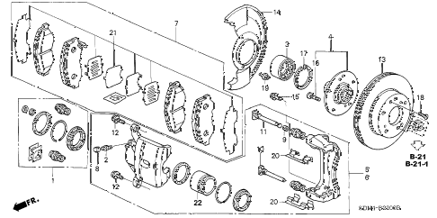 2004 accord EX(SIDE CURTAIN) 2 DOOR 5MT FRONT BRAKE (1) diagram 2004 accord EX(SIDE CURTAIN) 2 DOOR 5MT FRONT BRAKE (1) diagram