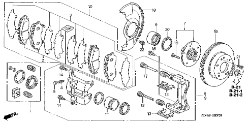 2003 accord EX(V6 NAVI) 2 DOOR 6MT FRONT BRAKE (2) diagram 2003 accord EX(V6 NAVI) 2 DOOR 6MT FRONT BRAKE (2) diagram