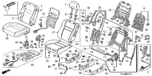 2004 accord EX(V6 NAVI) 2 DOOR 6MT FRONT SEAT (L.) diagram 2004 accord EX(V6 NAVI) 2 DOOR 6MT FRONT SEAT (L.) diagram