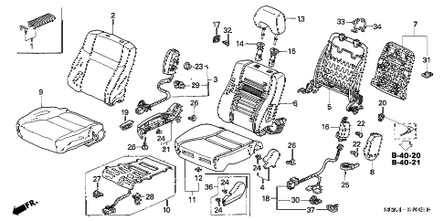 2004 accord EX(V6) 2 DOOR 6MT FRONT SEAT (R.) diagram 2004 accord EX(V6) 2 DOOR 6MT FRONT SEAT (R.) diagram
