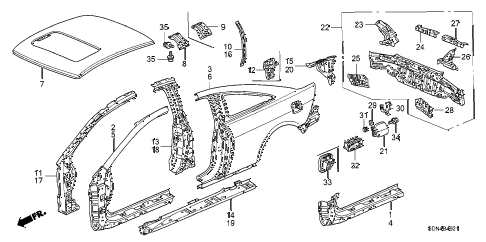 2005 accord SE 2 DOOR 5MT OUTER PANEL - ROOF PANEL (PLASMA STYLE PANEL) diagram 2005 accord SE 2 DOOR 5MT OUTER PANEL - ROOF PANEL (PLASMA STYLE PANEL) diagram