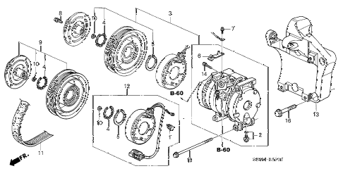 2004 accord EX(V6 NAVI) 2 DOOR 6MT A/C COMPRESSOR (V6) diagram 2004 accord EX(V6 NAVI) 2 DOOR 6MT A/C COMPRESSOR (V6) diagram