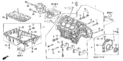 2005 accord EX(V6 NAVI) 2 DOOR 6MT CYLINDER BLOCK - OIL PAN (V6) diagram 2005 accord EX(V6 NAVI) 2 DOOR 6MT CYLINDER BLOCK - OIL PAN (V6) diagram