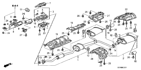 2007 accord EXV6 2 DOOR 6MT EXHAUST PIPE (V6) diagram 2007 accord EXV6 2 DOOR 6MT EXHAUST PIPE (V6) diagram