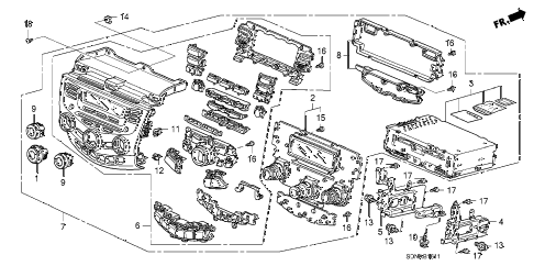 2007 accord EX 2 DOOR 5MT CENTER MODULE (STANLEY) (MANUAL AIR CONDITIONER) diagram 2007 accord EX 2 DOOR 5MT CENTER MODULE (STANLEY) (MANUAL AIR CONDITIONER) diagram
