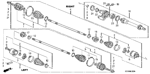 2007 accord LX 2 DOOR 5MT DRIVESHAFT - HALF SHAFT (L4) (MT) diagram 2007 accord LX 2 DOOR 5MT DRIVESHAFT - HALF SHAFT (L4) (MT) diagram