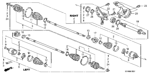 2007 accord EXV6(NAVI) 2 DOOR 6MT DRIVESHAFT - HALF SHAFT (V6) diagram 2007 accord EXV6(NAVI) 2 DOOR 6MT DRIVESHAFT - HALF SHAFT (V6) diagram