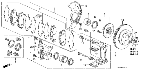 2007 accord EXV6(NAVI) 2 DOOR 6MT FRONT BRAKE (2) diagram 2007 accord EXV6(NAVI) 2 DOOR 6MT FRONT BRAKE (2) diagram