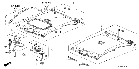 2007 accord LX 2 DOOR 5MT ROOF LINING diagram 2007 accord LX 2 DOOR 5MT ROOF LINING diagram