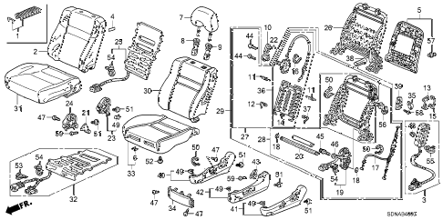 2007 accord EXV6 2 DOOR 6MT FRONT SEAT (L.) diagram 2007 accord EXV6 2 DOOR 6MT FRONT SEAT (L.) diagram