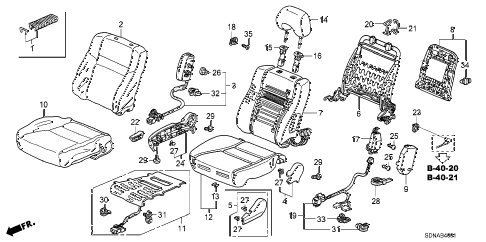 2007 accord EXV6(NAVI) 2 DOOR 6MT FRONT SEAT (R.) diagram 2007 accord EXV6(NAVI) 2 DOOR 6MT FRONT SEAT (R.) diagram